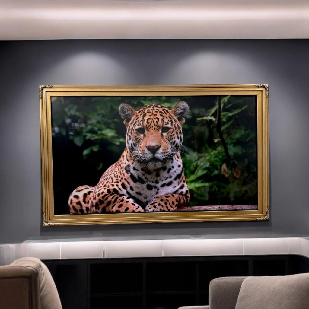 55 Inch TV frame for Hisense Canvas TV. Antique Gold Finish (not for use with other models) Handmade wood ornate TV Frame (55 INCH CANVAS TV)