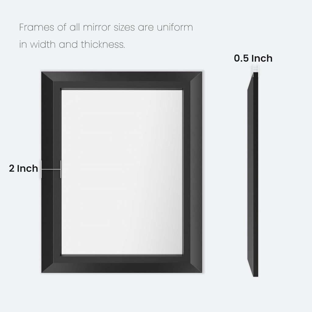 Amorho Black Bathroom Mirror, 50 X30 Inch Thick Metal Framed Wall Mirrors for Over 2 Sinks, Bedroom, Living Room, Entryway, Large Rectangle Wall-Mounted Mirrors.