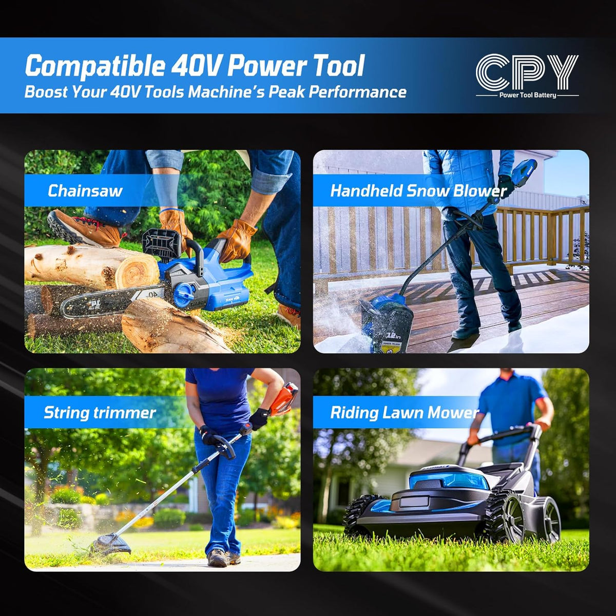 CPY Replacement for Kobalt 40V Battery 6.0Ah and Charger, Lithium Ion 40V MAX Battery and Charger Compatible with KB540-06, KB440-06 KB240-06, KB2540C-06 for Cordless Power Tool Lawn Mower