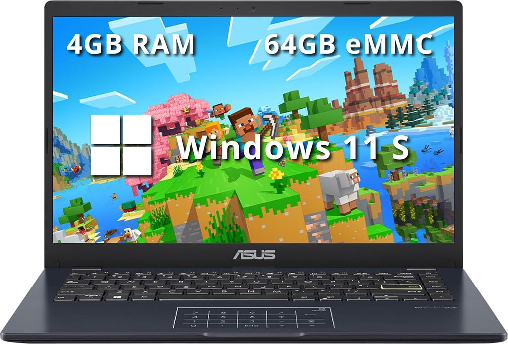 ASUS 14" Laptop, 14" FHD Display, Intel Celeron N4500, 4GB Memory, 64GB eMMC, Touchpad, Webcam, HDMI, Wi-Fi, Windows 11 Home, Quiet Blue (Renewed)