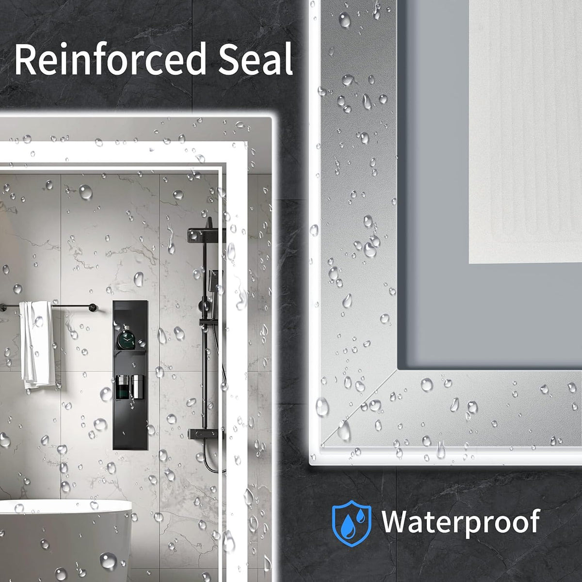 42"x24" LED Bathroom Mirror with Anti-Fog, Stepless Dimmable Lights, 3 Color Modes, Shatter-Proof Tempered Glass,Waterproof Design