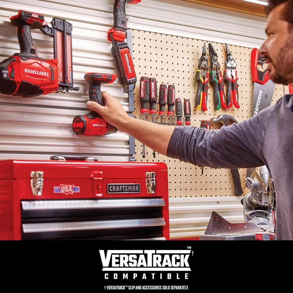 CRAFTSMAN V20 MAX Cordless Drill Driver and Impact Driver Set, Power Tool Set with 2 Batteries and Charger, LED Work Light, 2 Bits, Bag (CMCK200C2)