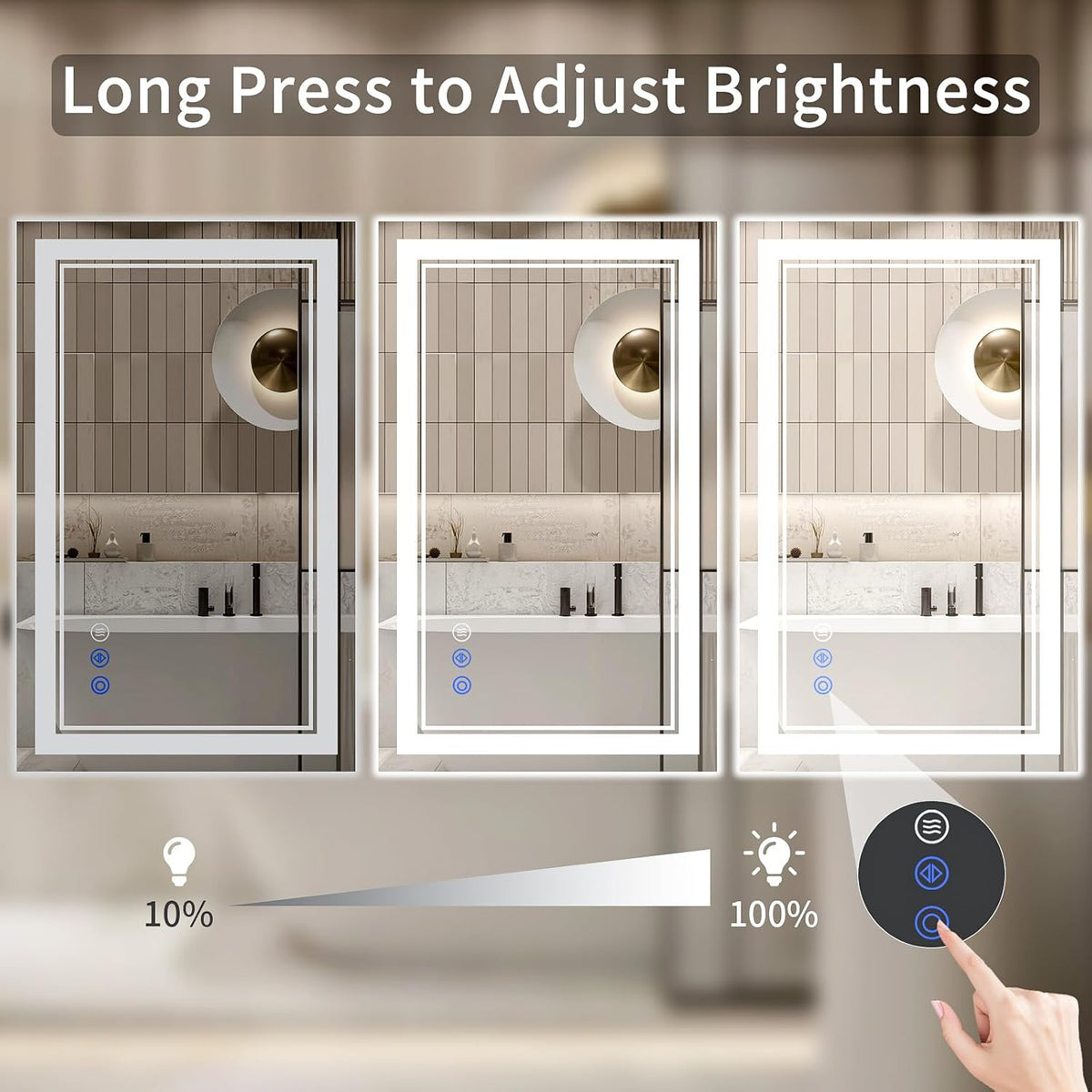 30"x32" LED Bathroom Mirror with Lights, Anti-Fog, Backlit + Front Lit, Dimmable, Led Vanity Mirror for Wall, Lighted Bathroom Mirror, 3 Colors, Shatter-Proof Tempered Glass