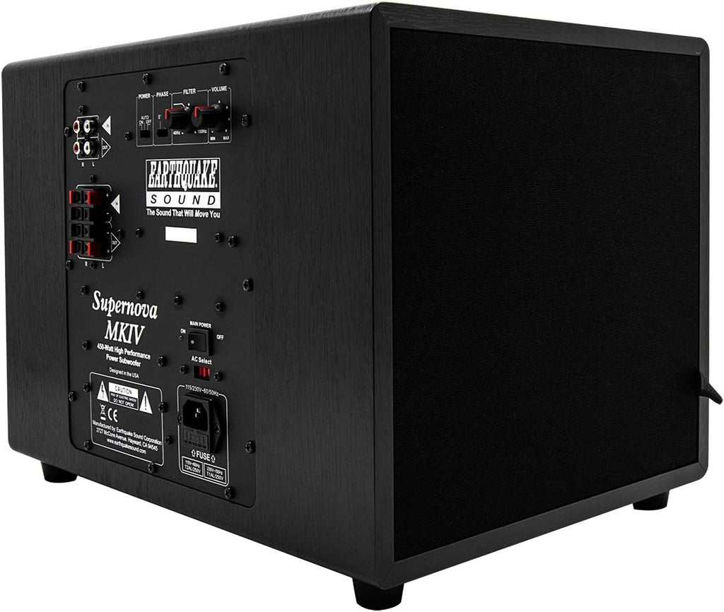 Earthquake Sound Supernova MKIV-10 Powered Subwoofer with SLAPS Technology, Black Ash
