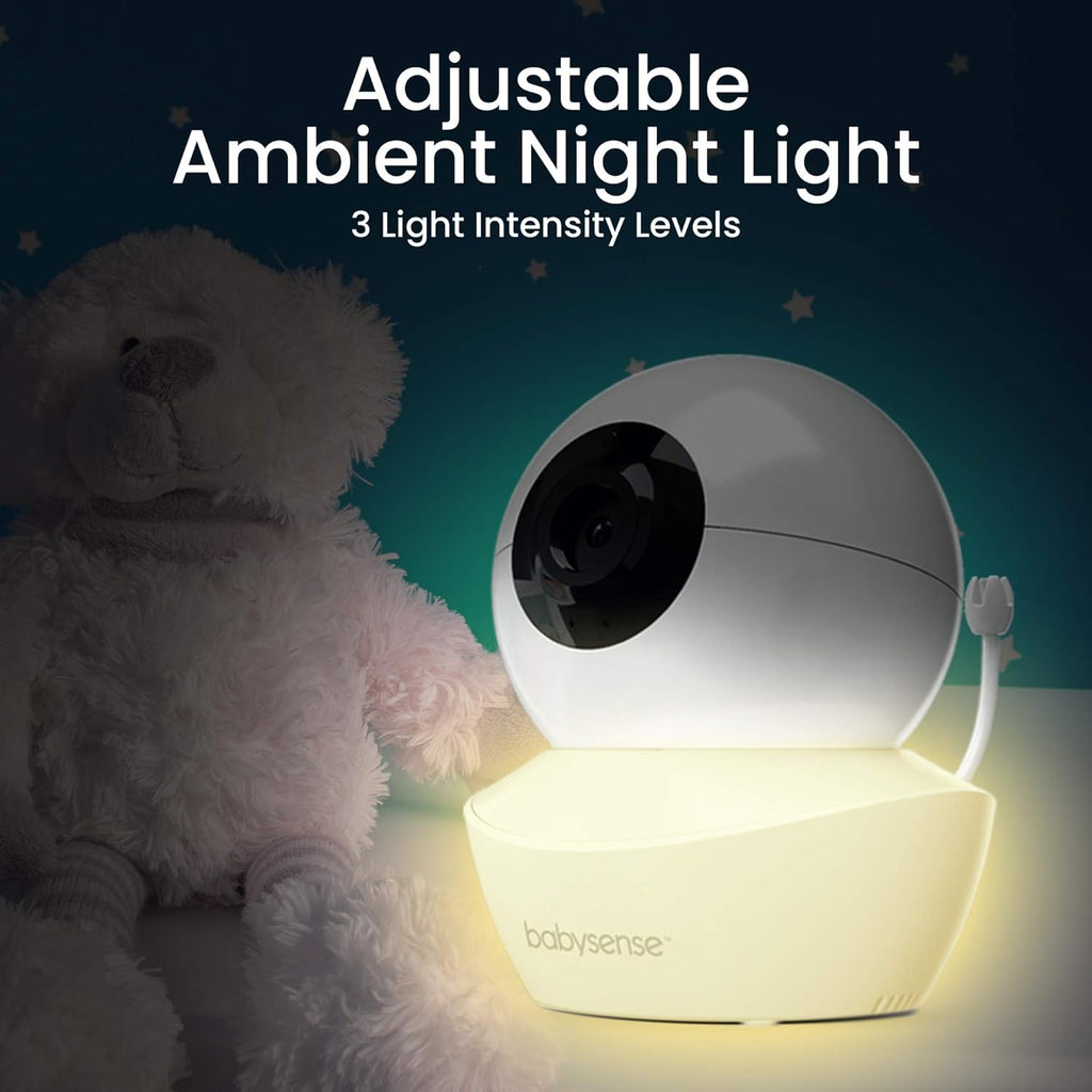 Babysense 5" HD Split-Screen Baby Monitor, Video Baby Monitor with 2 Cameras and Audio, Night Light, 1000ft Range, Two-Way Audio, 4X Zoom, Night Vision, 4000mAh Battery