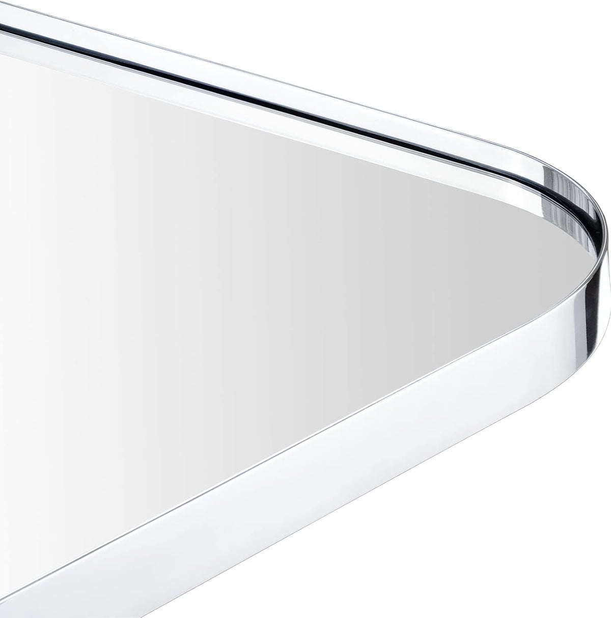 22x30'' Chrome Rounded Rectangle Bathroom Vanity Wall Mirror Stainless Steel Metal Framed Rectangular Bathroom Mirror, Vertical and Horizontal Hanging