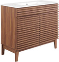 Modway Render 36" Bathroom Vanity in Walnut White