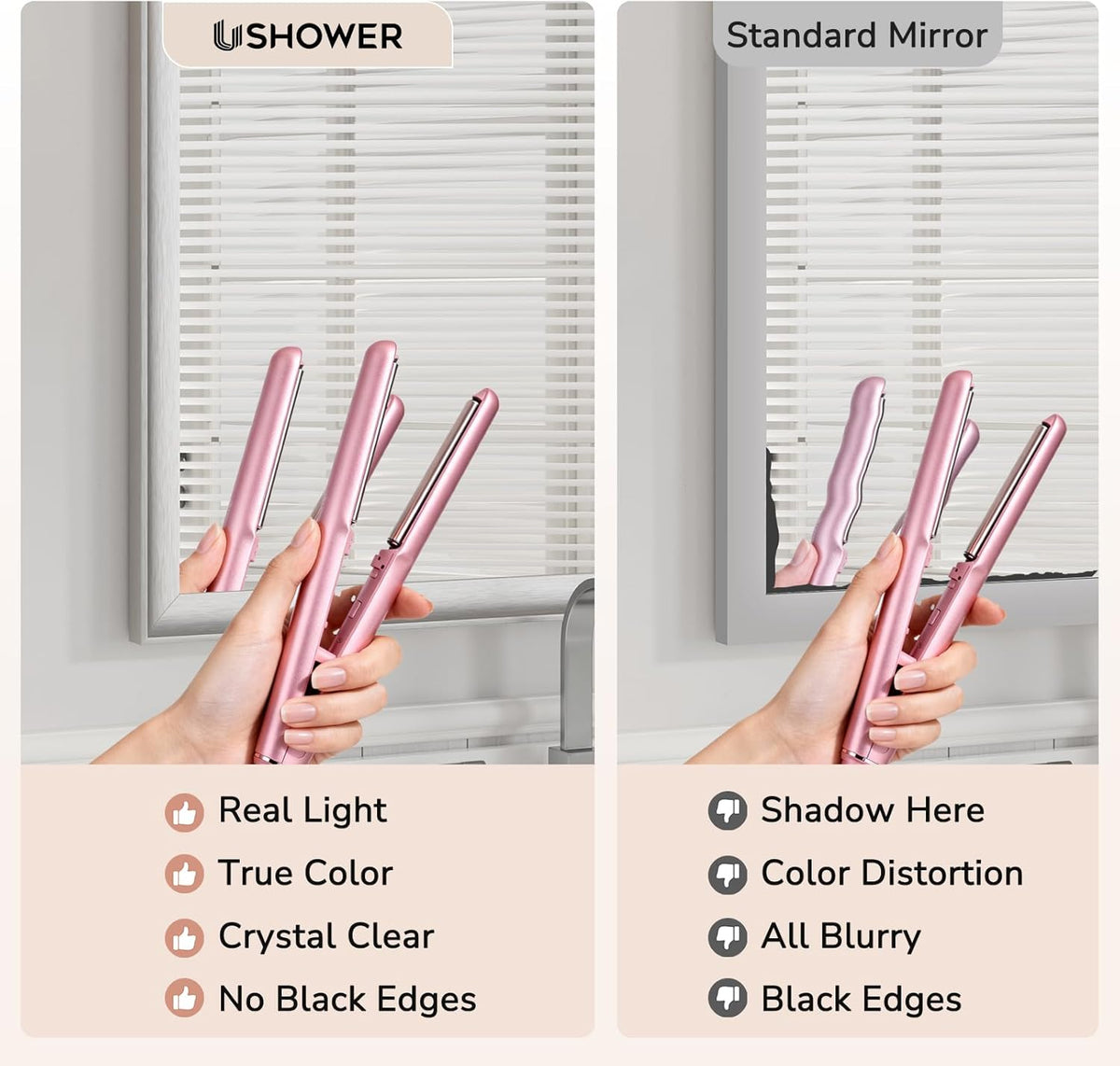USHOWER 2 Pack Brushed Nickel Bathroom Mirrors for Over Sink 24x36 Inch, Metal Framed Rectangle Vanity Mirror for Wall, Bedroom, Living Room, Entryway, Anti-Rust, HD Tempered Glass,Horizontal/Vertical