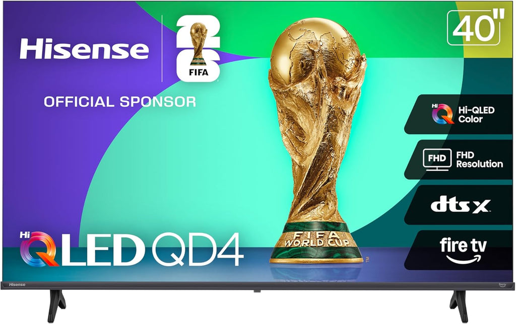 Hisense 40-Inch Class QD4 Series Hi-QLED FHD Smart Fire TV (40QD4QF, 2025 Model) - Quantum Dot Color, DTS Virtual: X, Alexa Built in, Slim Bezel Design