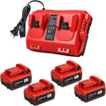 KOOMICY 4Pack 18V 6.0Ah Batteries Replacement for Milwaukee M-18 Battery and 1 Charger Set