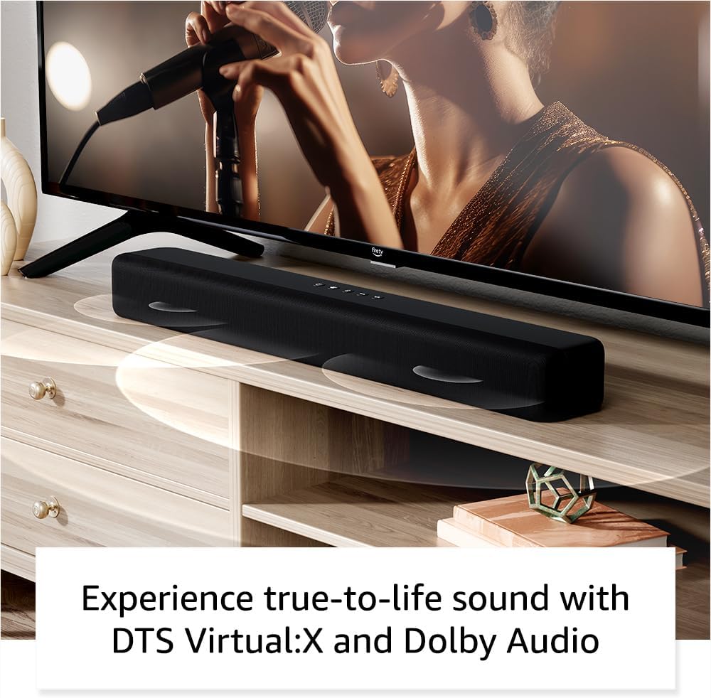 Amazon Fire TV Soundbar, 2.0 speaker with DTS Virtual:X and Dolby Audio, Bluetooth connectivity