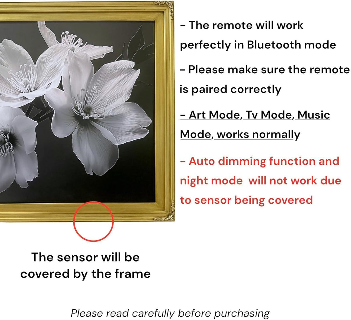 55 Inch TV frame for Hisense Canvas TV. Antique Gold Finish (not for use with other models) Handmade wood ornate TV Frame (55 INCH CANVAS TV)