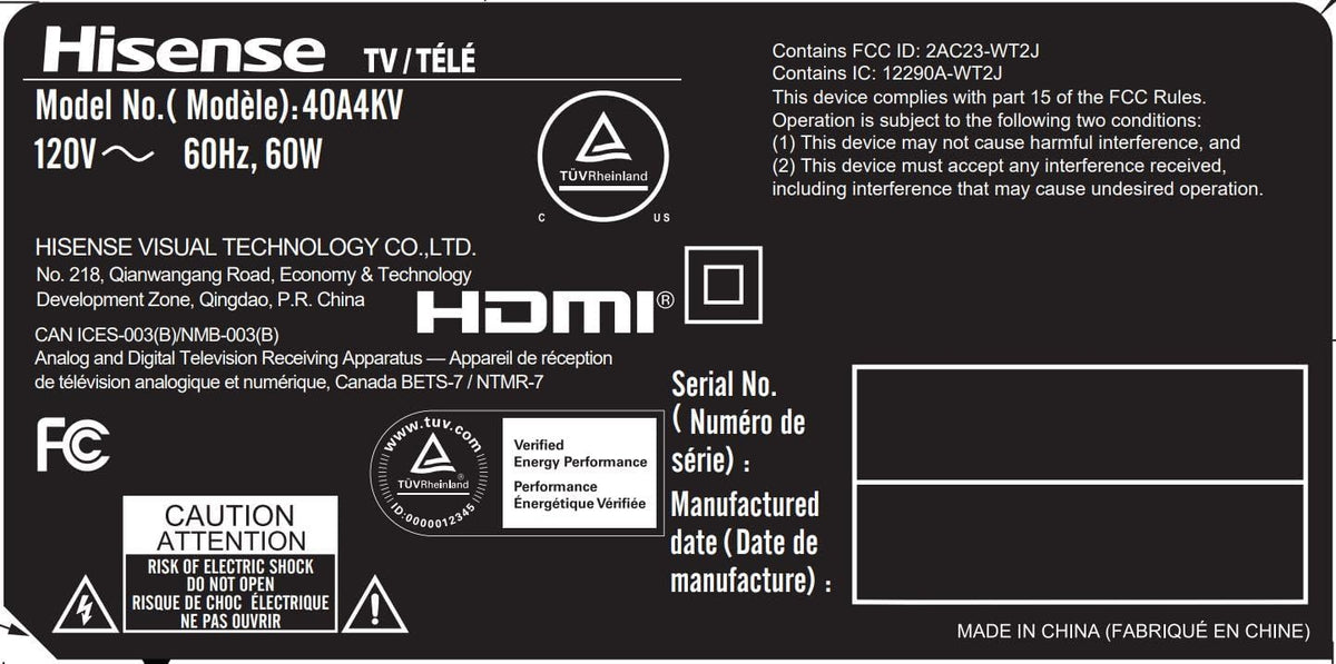HISENSE 40" Class A4 Series LED Full HD Smart Vidaa TV 40A4KV