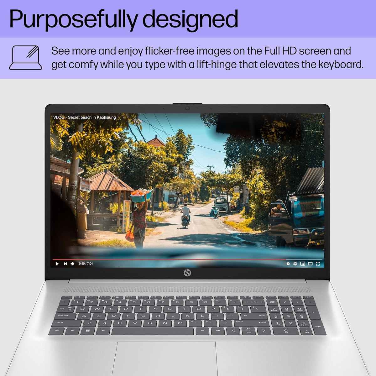 HP 17.3 inch FHD Display Laptop | AMD Ryzen 5 7520U((Beat i7-1165G7) | AMD Radeon Graphics | Webcam| Bluetooth | Silver| 16GB RAM | 512GB SSD | Windows 11 Home |Bundle with Laptop Stand
