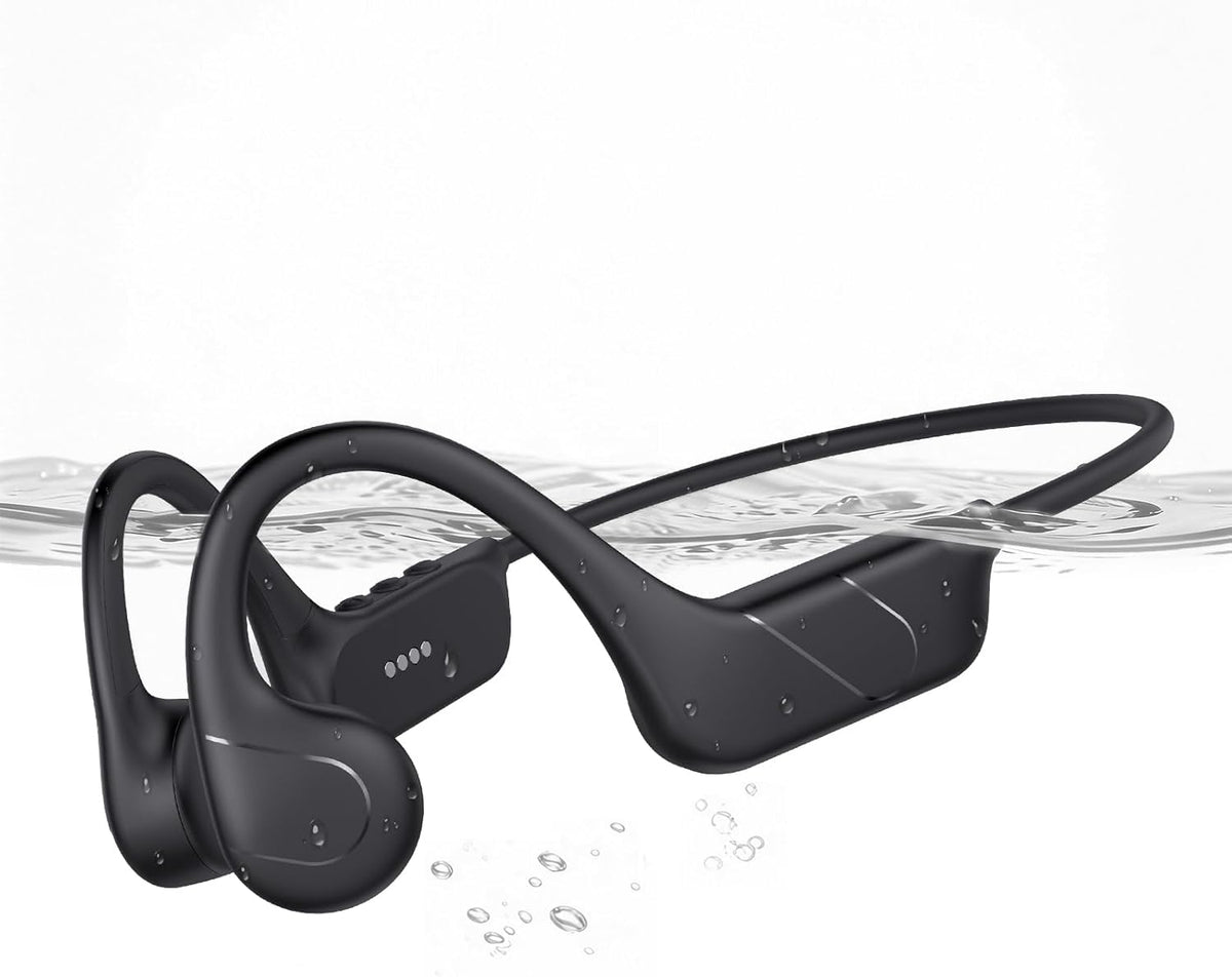 CXK Bone Conduction Headphones IPX8 Waterproof Swimming Headphones, Bluetooth 6.0 Open Ear Earbuds MP3 Mode with 32GB Memory, 12H Playtime, Underwater Wireless Headset Secure Fit for Running, Cycling