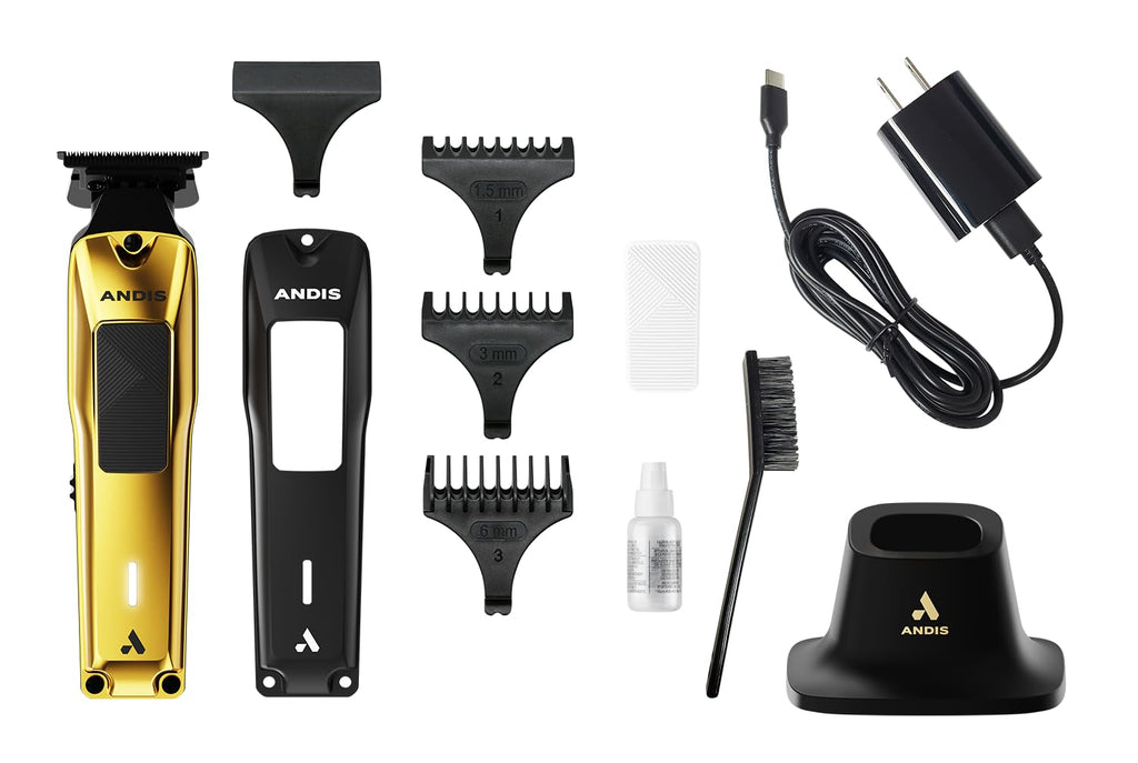 Andis 562310 Phenom Professional Cord/Cordless Lithium-ion Electric Beard & Hair Trimmer with Charging Stand, Gold