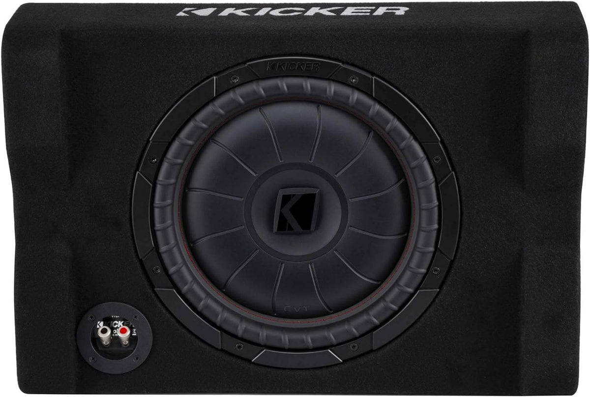 KICKER 48CVTDF122 CVTDF 12" Sub Down Firing Enclosure w/ 500 Watt Key Amp Bundle (Includes Bass Knob)
