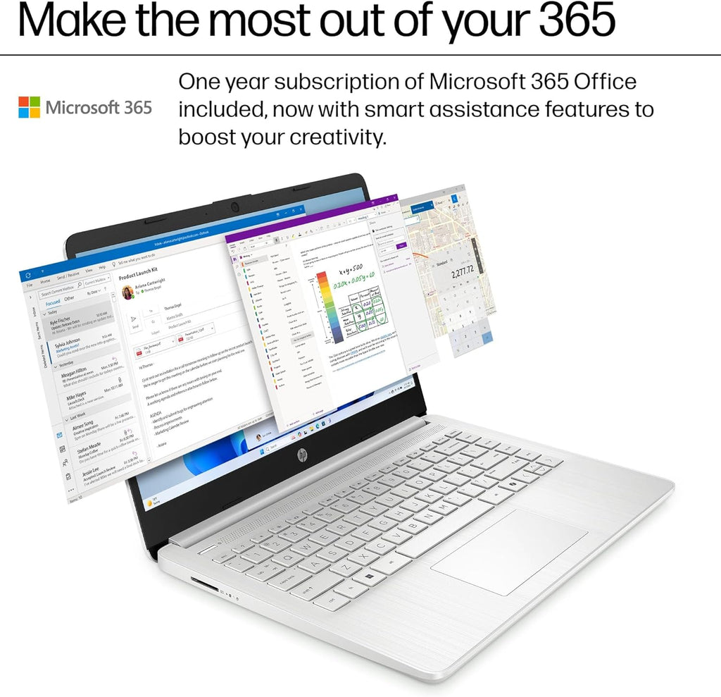 HP Essential Laptop Computer for Home & Student with Office 365, 2026 Edition, 128GB Storage- Intel Processor - LED Display, 128GB Docking Station, Portable Design, Copilot AI, Windows 11 S