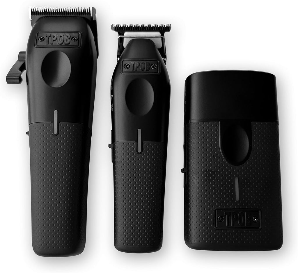 TPOB Play Barber Hair Clippers for Men 7500 RPM with Rubber Grips (Blackout 3 Set)