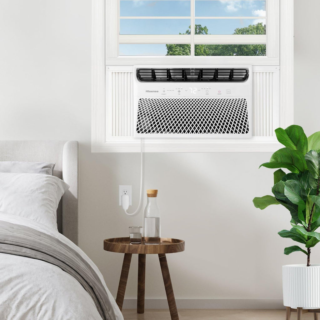 Hisense 8000 BTU Inverter Window Air Conditioner Unit, Smart Energy Efficient Quiet Cooling for Large Room, Living Bedroom Apartment Home, Mounted AC Remote Control 350 Sq. Ft.