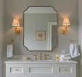 ANDY STAR Brushed Gold Mirror, 24"x32" Bathroom Vanity Mirror, Unique Rectangular Bathroom Mirror with Stainless Steel Metal Framed, Wall Mounted Decorative Mirror (Horizontal/Vertical)