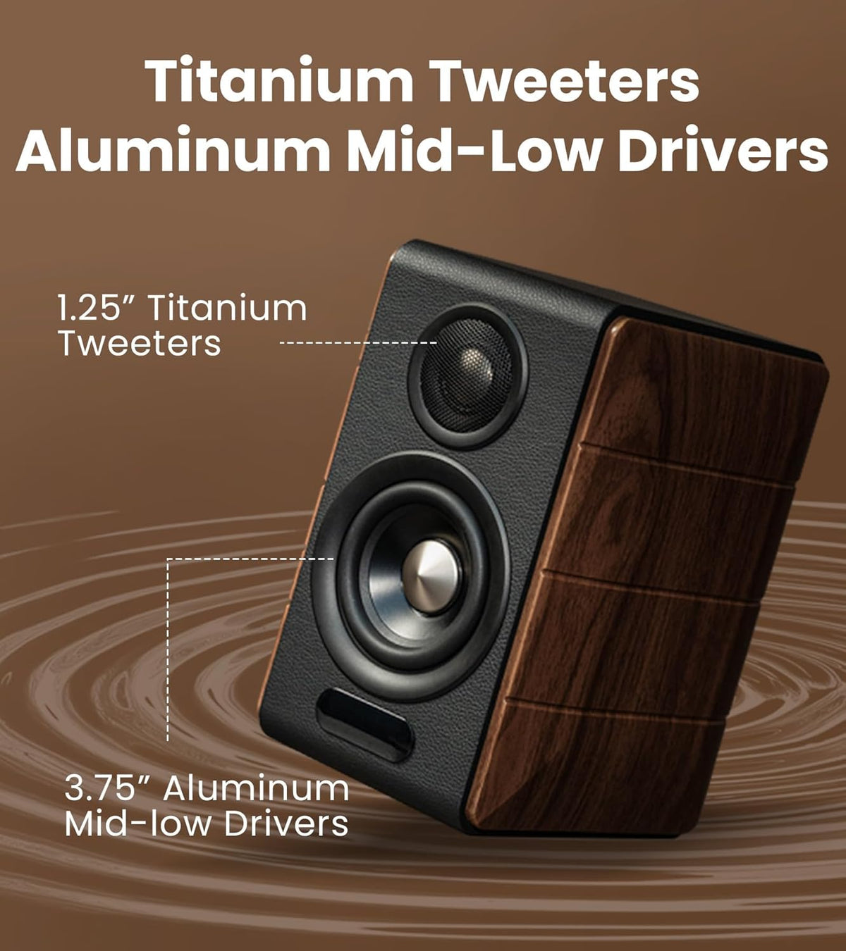 Edifier S880DB MKII Hi-Fi Bookshelf Speakers, Premium 2.0 Active Speaker System, 88W RMS, Hi-Res Audio with LDAC, Bluetooth/USB-C/Optical/Coaxial/RCA Input, Subwoofer Output, Dark Wood