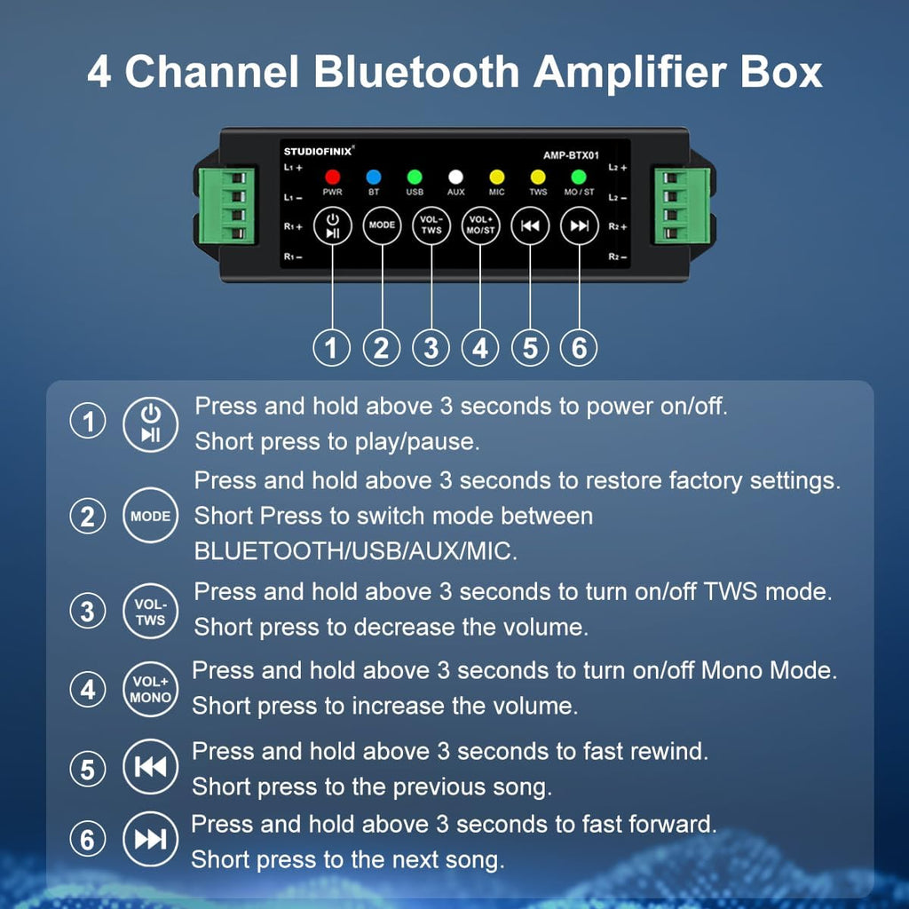 STUDIOFINIX 6.5 Inch Bluetooth Ceiling Speakers,600W Wired Recessed Speaker System, Ideal for Home Theater, Living Room,Office,Kichten,Study Room,Basement,Covered Patio and Flush Mount (4 Speakers)