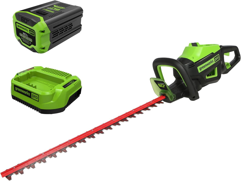 Greenworks 60V 26" Brushless Cordless Battery-Powered Hedge Trimmer, 2.0Ah Battery and Charger Included