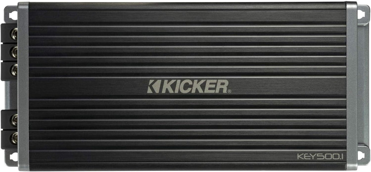 KICKER 48CVTDF122 CVTDF 12" Sub Down Firing Enclosure w/ 500 Watt Key Amp Bundle (Includes Bass Knob)