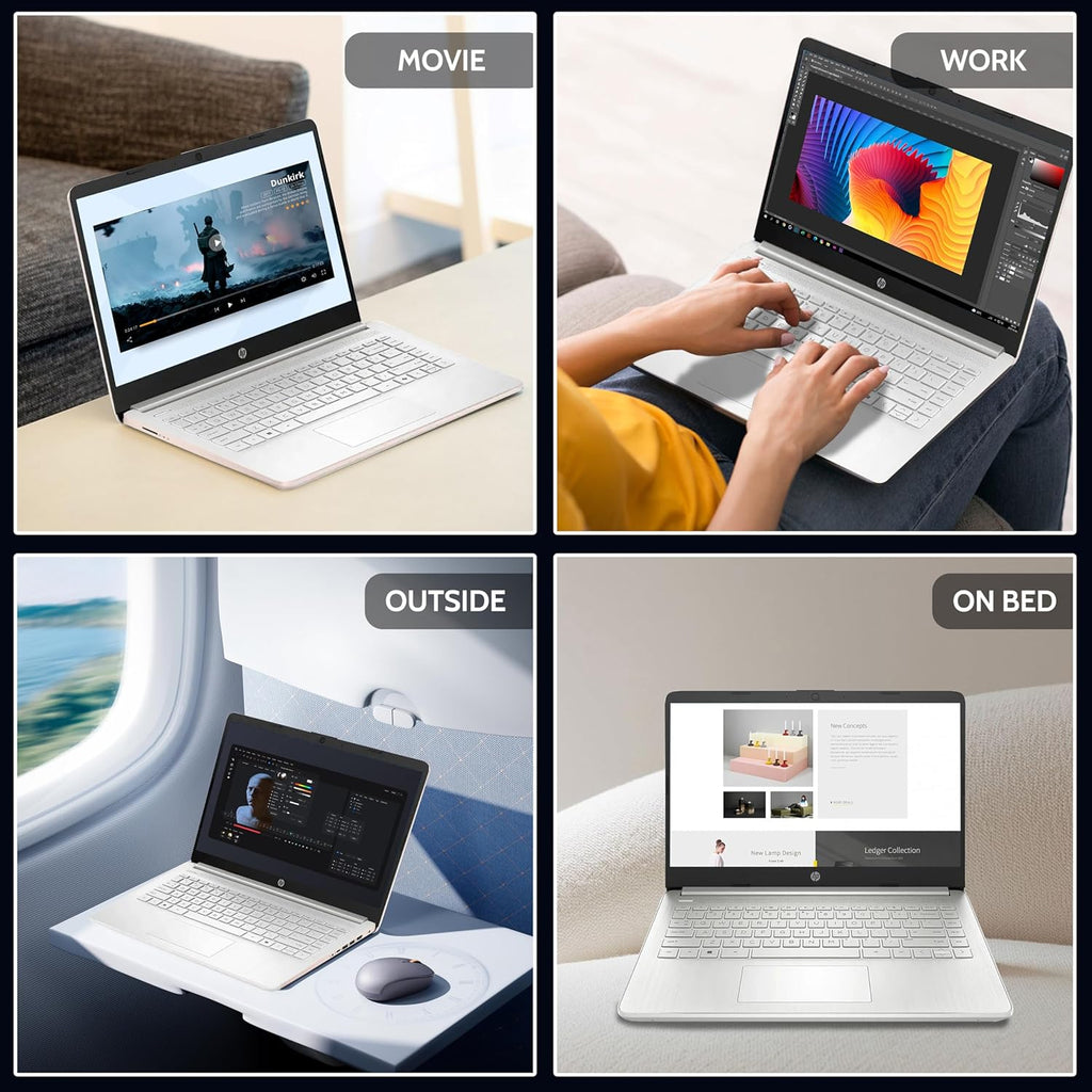 HP Essential Laptop Computer for Home & Student with Office 365, 2026 Edition, 128GB Storage- Intel Processor - LED Display, 128GB Docking Station, Portable Design, Copilot AI, Windows 11 S