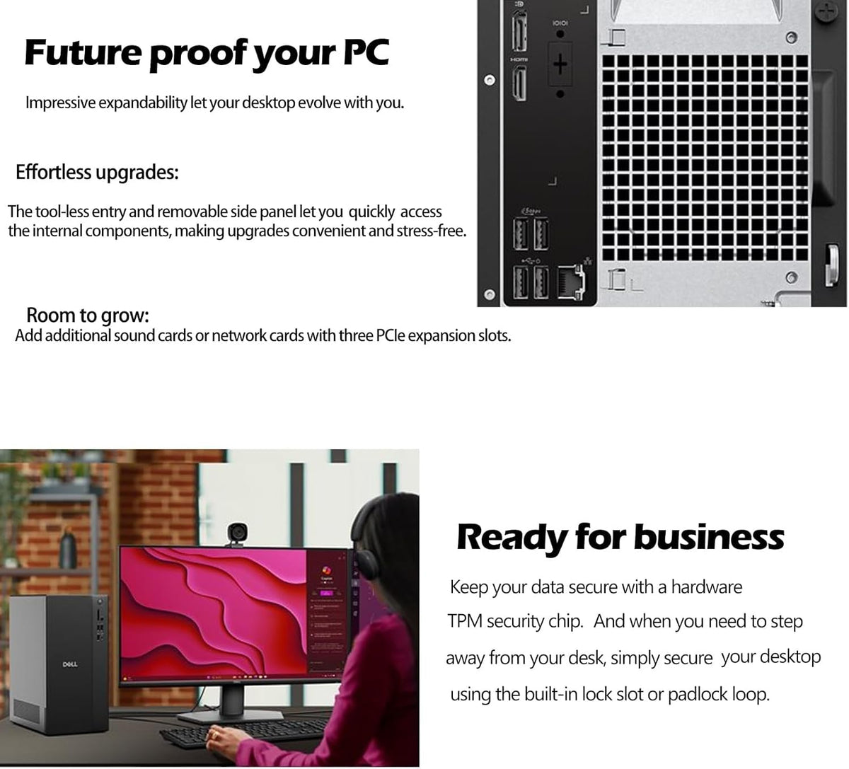 Dell 2026 Vostro Tower Desktop Computers PC for Home & Business, Copilot AI, 14th Gen i3-14100T Processor, 8GB DDR5 RAM, 512GB PCIe SSD, WiFi 6, Bluetooth, DisplayPort, HDMI, Type-C, Windows 11 Pro