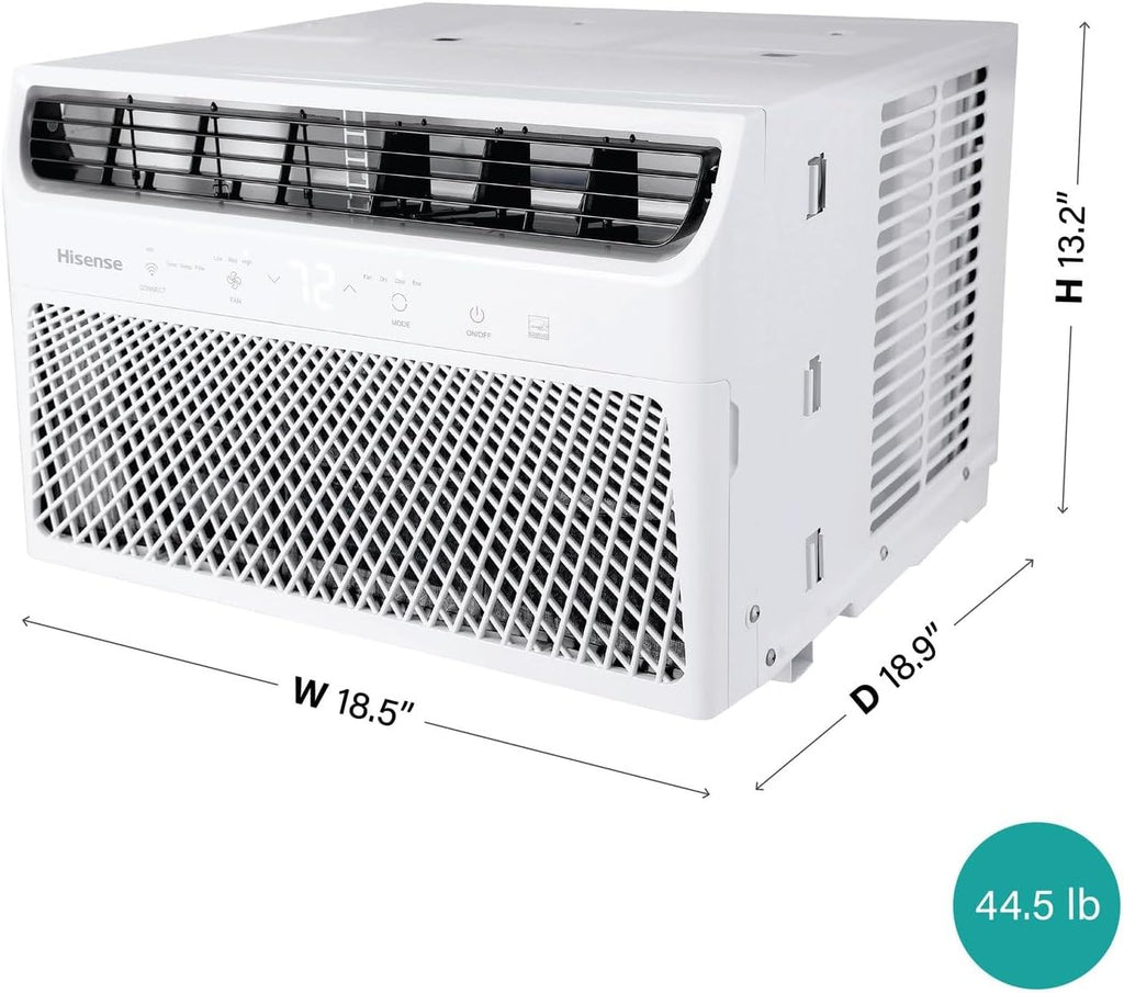 Hisense 8000 BTU Inverter Window Air Conditioner Unit, Smart Energy Efficient Quiet Cooling for Large Room, Living Bedroom Apartment Home, Mounted AC Remote Control 350 Sq. Ft.