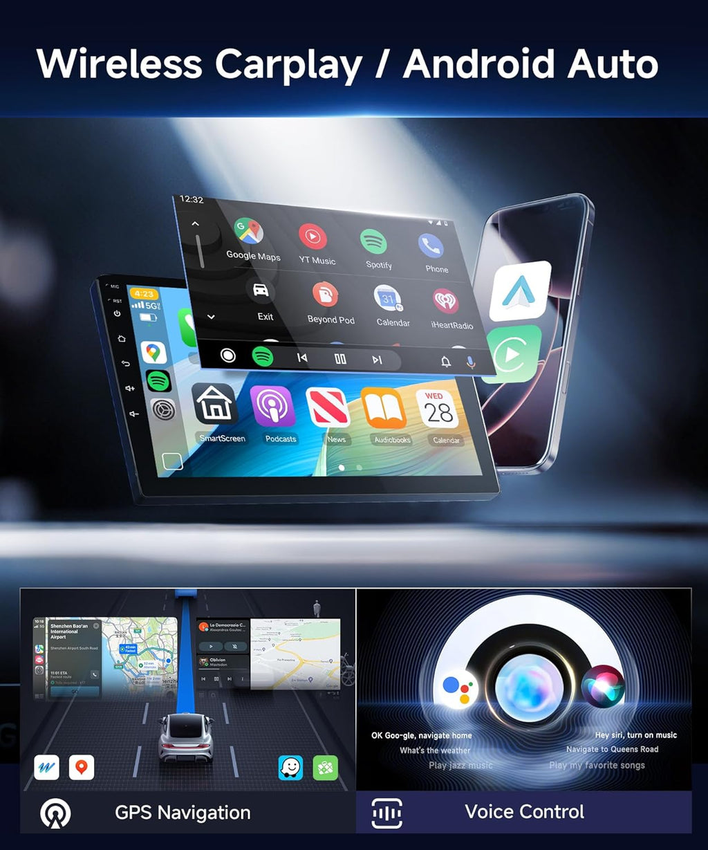8Core4+64G Car Stereo for Honda Civic 2006-2011 Wireless CarPlay/Android Auto Android Radio with Qualcomm 9" IPS Touch Screen,BT5.1,DSP Hi-Res,GPS,SWC,Backup Camera for Honda Civic Radio