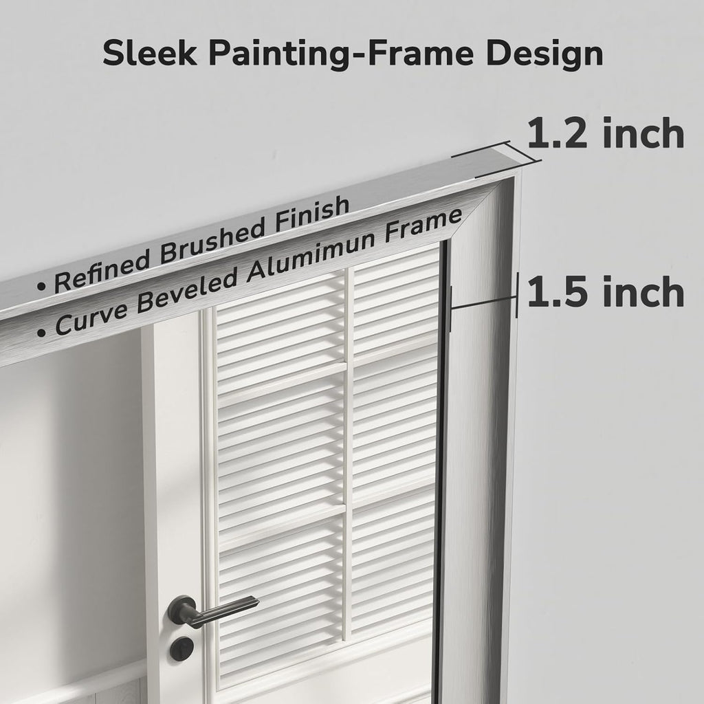 USHOWER 2 Pack Brushed Nickel Bathroom Mirrors for Over Sink 24x36 Inch, Metal Framed Rectangle Vanity Mirror for Wall, Bedroom, Living Room, Entryway, Anti-Rust, HD Tempered Glass,Horizontal/Vertical