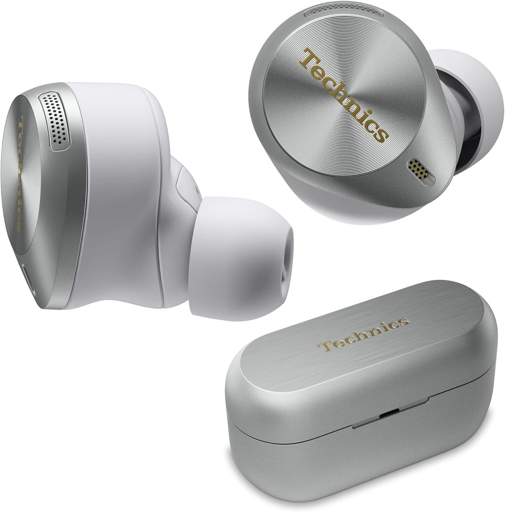 Technics Premium Hi-Fi True Wireless Bluetooth Earbuds with Advanced Noise Cancelling, 3 Device Multipoint Connectivity, Wireless Charging, Hi-Res Audio + Enhanced Calling - EAH-AZ80-S (Silver)