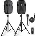 Pyle Active + Passive PA Systems - Dual 8inch 700 Watt Max Power Output Speaker with Microphone, Bluetooth Wireless Streaming, MP3/USB/SD/AUX Readers, Speaker Stands- Pyle PPHP849KT