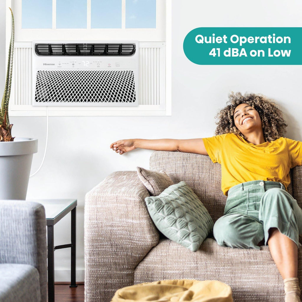 Hisense 8000 BTU Inverter Window Air Conditioner Unit, Smart Energy Efficient Quiet Cooling for Large Room, Living Bedroom Apartment Home, Mounted AC Remote Control 350 Sq. Ft.