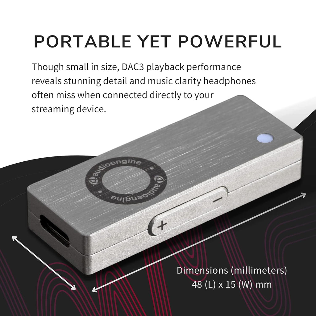 Audioengine DAC3 32-Bit Mobile Headphone Digital to Analog Converter for Hi-Res Music and Audio