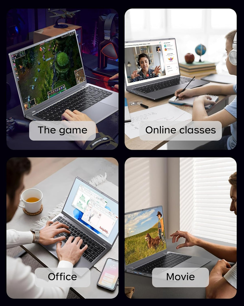 15.6 inch Laptop with Pentium Gold 6500Y(Up to 3.4GHz), 16GB RAM 256GB SSD,1080P Full HD, USB-C,WiFi 5,BT5.0,Gray Computer Laptops for School, Business