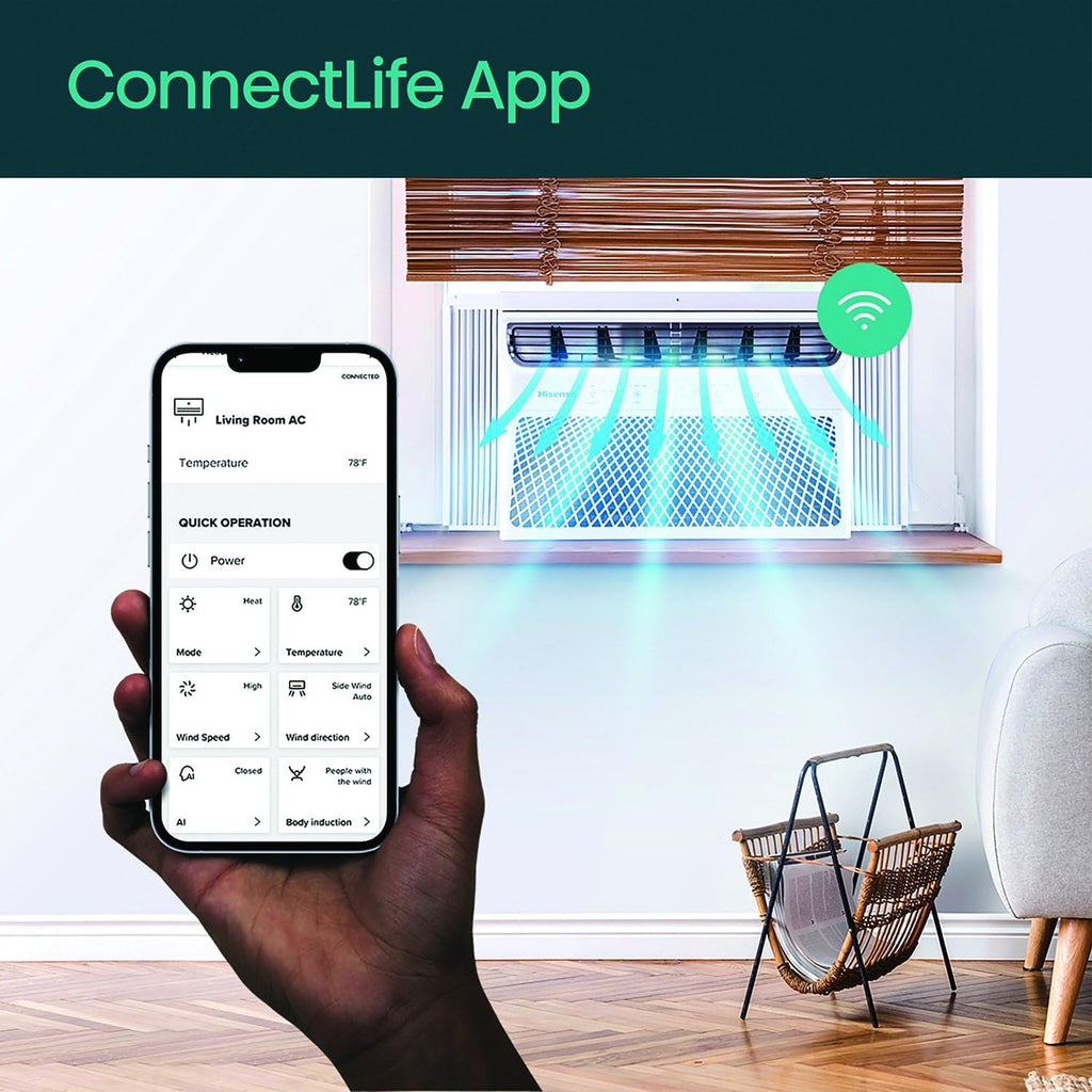 Hisense 14000 BTU Window Air Conditioner Unit, WiFi Smart App Control, Energy Efficient Quiet Cooling for Large Room, Living Bedroom Home, Mounted AC Remote Control 700 Sq. Ft.