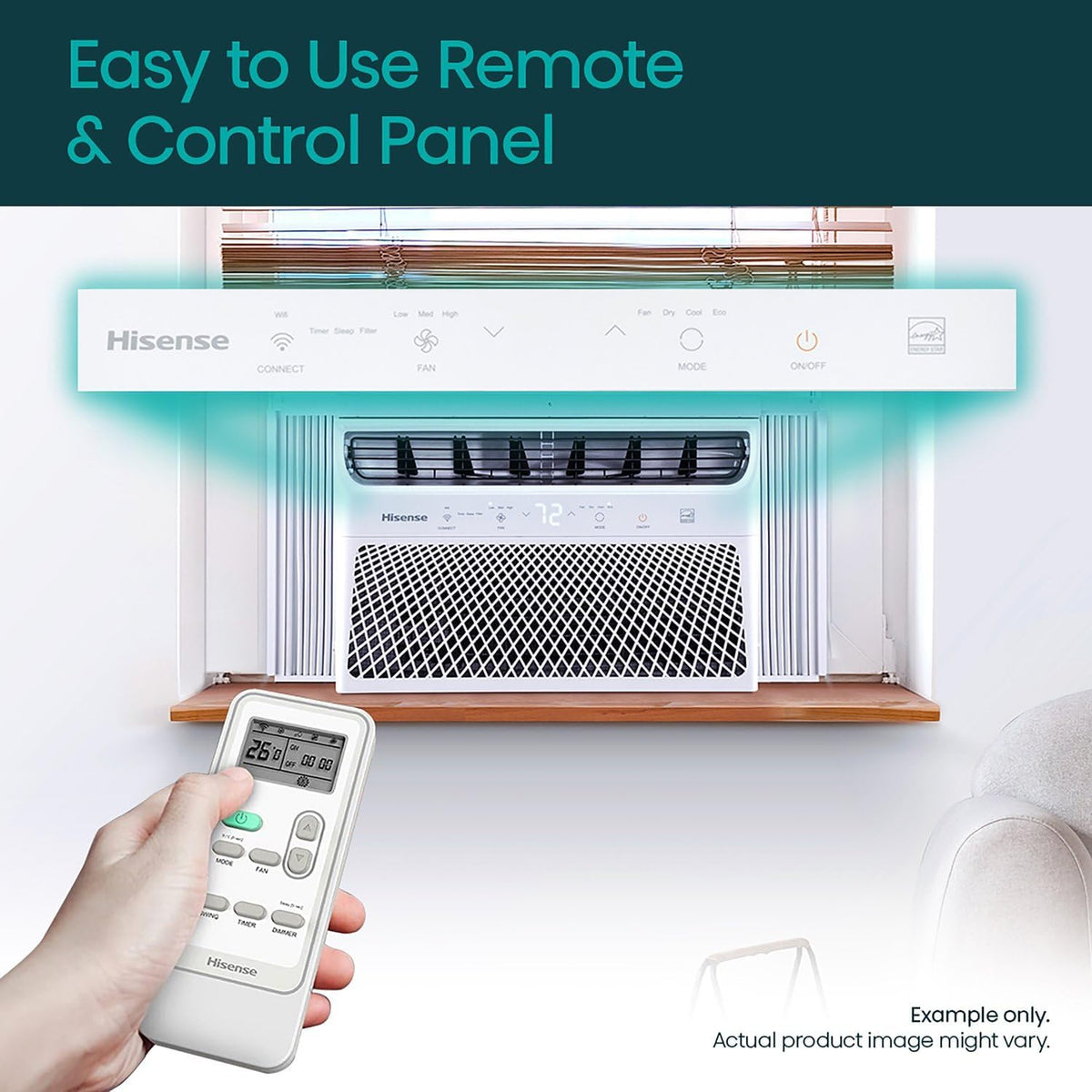 Hisense 10000 BTU Inverter Window Air Conditioner Unit, WiFi Smart App Control, Energy Efficient Quiet Cooling for Large Room, Living Bedroom Home, Mounted AC 450 Sq. Ft.