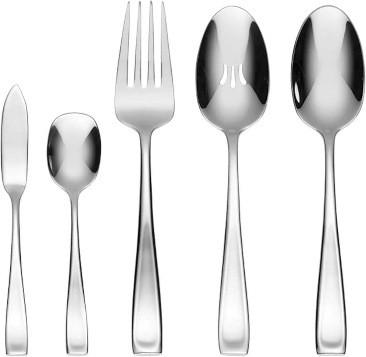 Oneida Silverware Set For 12, Moda 65-Piece Fine Flatware Set with Serving Utensils, Service For 12, 18/10 Stainless Steel, Dishwasher Safe For home, Knives Spoons and Forks Set (Silver, 65 pieces)