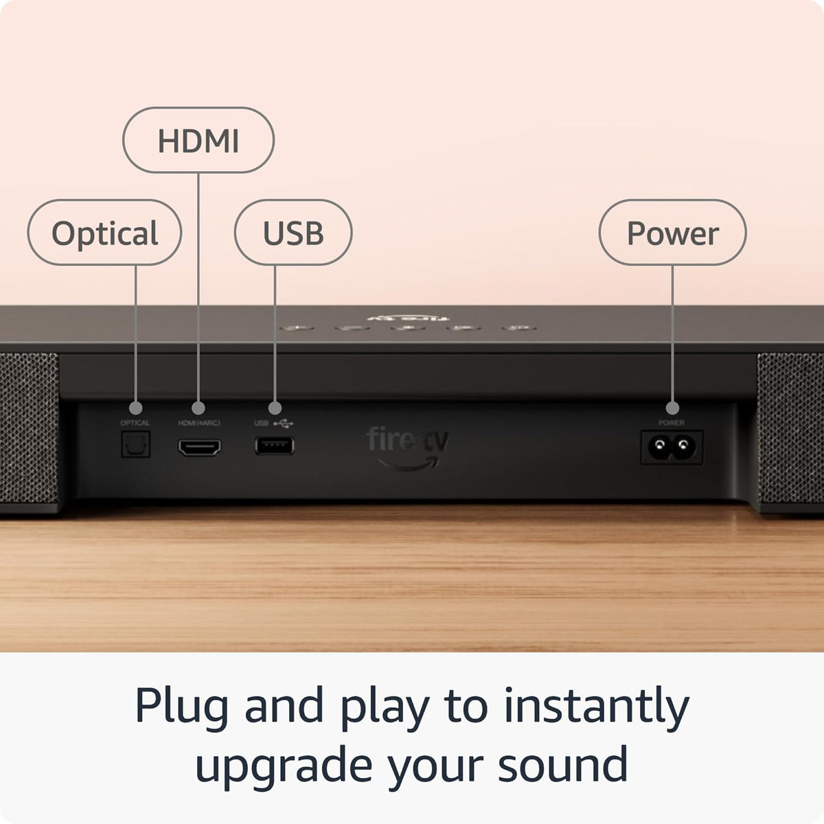 Amazon Fire TV Soundbar Plus with subwoofer and surround sound speakers (newest model), 5.1 channel, Dolby Atmos, clear dialogue