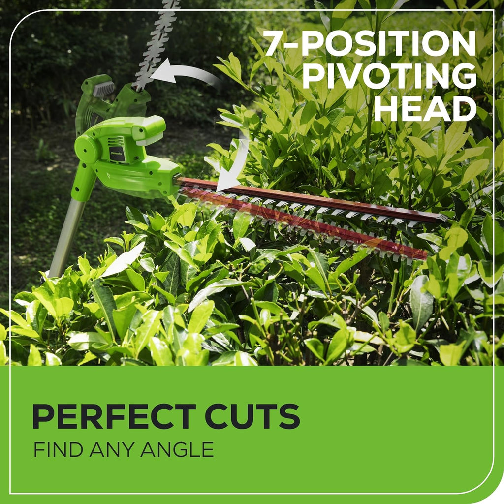 Greenworks 40V 20" Cordless Pole Hedge Trimmer, 2.0Ah Battery and Charger Included