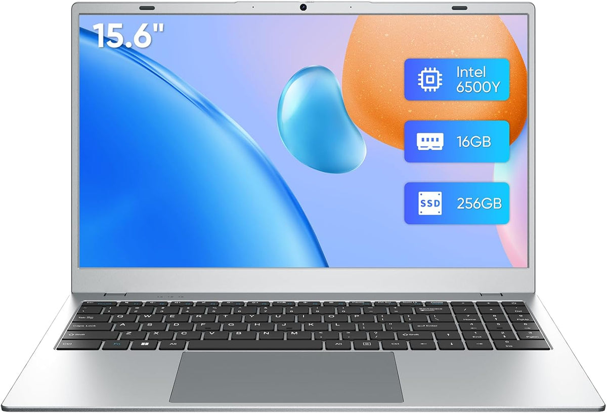 Laptop Computer, 15.6" FHD IPS Display, Laptop for Student and Business, 16GB RAM 256GB SSD Laptops, 6500Y Processor (up to 3.4GHz), WiFi 5