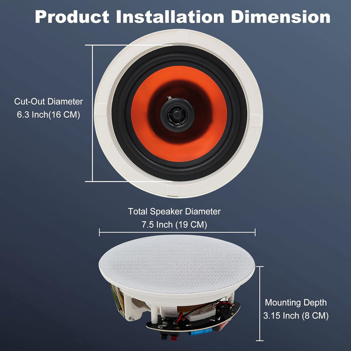 STUDIOFINIX 6.5 Inch Bluetooth Ceiling Speakers,600W Wired Recessed Speaker System, Ideal for Home Theater, Living Room,Office,Kichten,Study Room,Basement,Covered Patio and Flush Mount (4 Speakers)