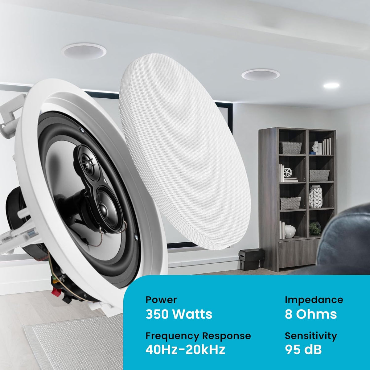 Acoustic Audio by Goldwood CS-IC83 8” 3-Way In Ceiling Home Theater Speaker System (White, 5 Speakers)
