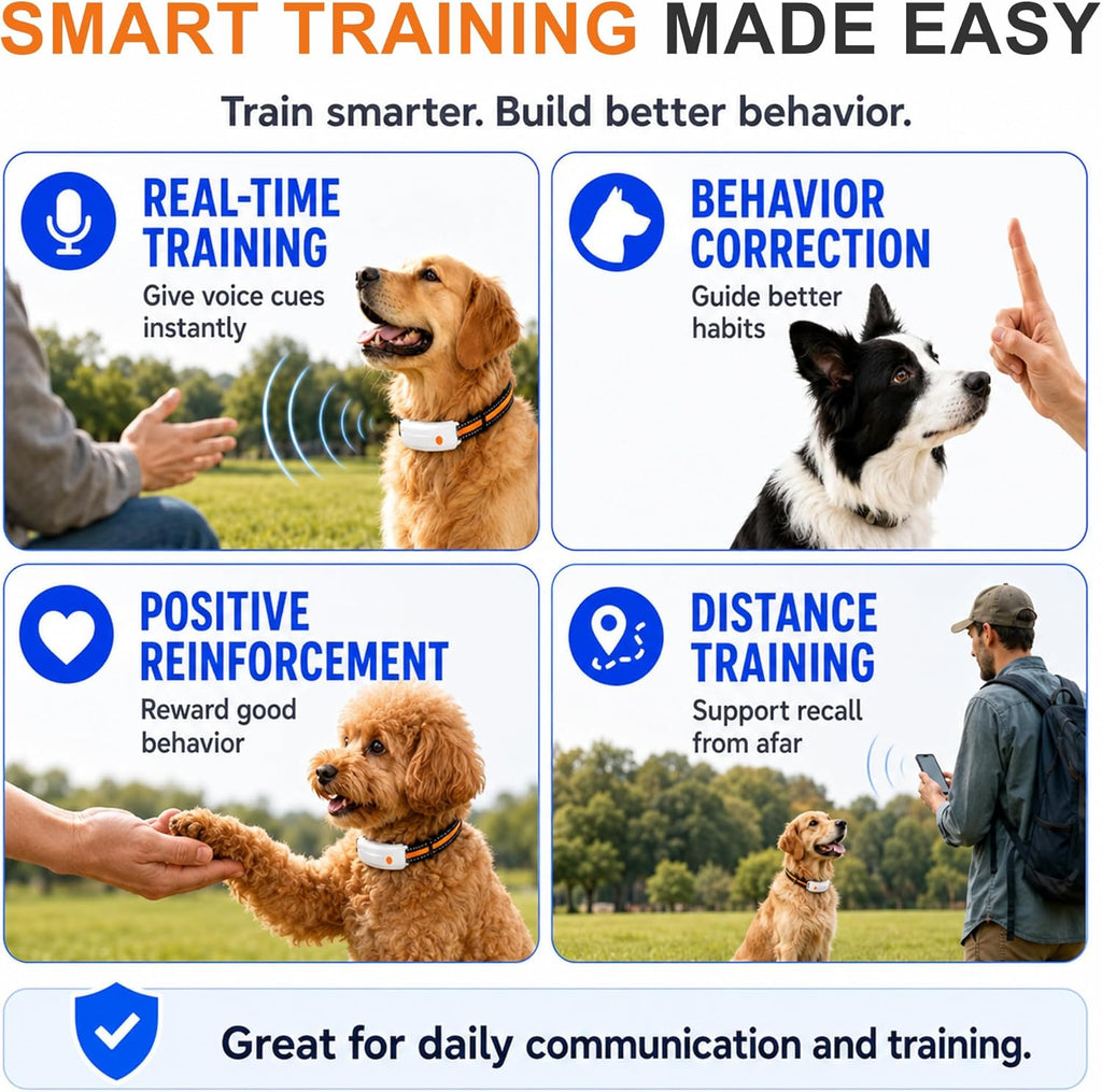 Smart GPS Pet Tracker & Wireless Dog Fence, Real-Time Location & Daily Activity Monitor, IP67 Waterproof, Adjustable Collar (White)