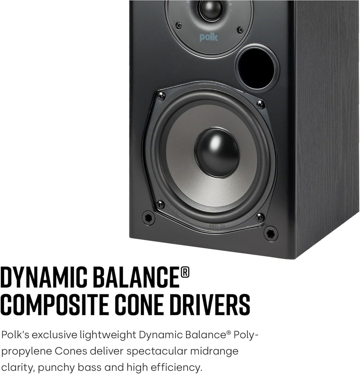 Polk Audio T15 Home Theater and Stereo Bookshelf Speakers – Deep Bass Response, Dolby and DTS Surround, Wall-Mountable, Pair, Black