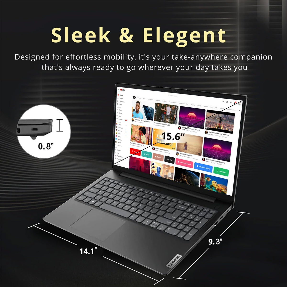 Lenovo V-Series V15 Business Traditional Laptop, 15.6" FHD Display, Intel Core i5-1235U, 16GB RAM, 1TB SSD, Webcam, Numeric Keypad, HDMI, RJ45, Wi-Fi, Windows 11 Pro, Black